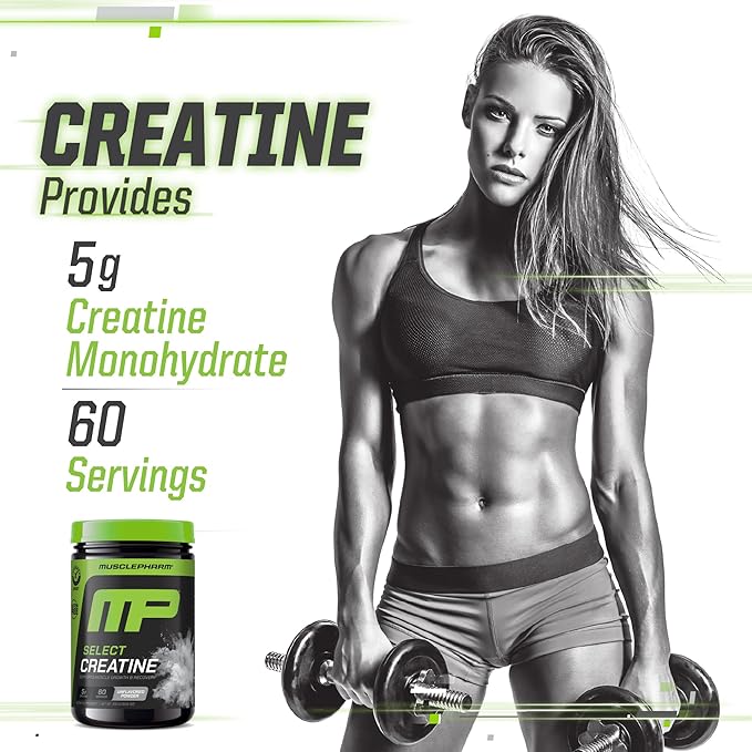 MusclePharm Creatine Monohydrate Powder, Pre Workout Muscle Builder & Post Workout Muscle Recovery Supplement, Ultra-Pure 100% Monohydrate Creatine Powder, 60 Servings, Unflavored