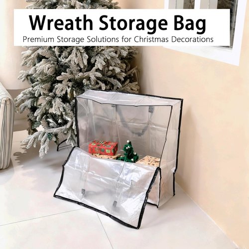 4 Pack Wreath Storage Bag - 26 Inch Reinforced Wreath Container with Smooth Zippers | Foldable for Christmas & Seasonal Decor