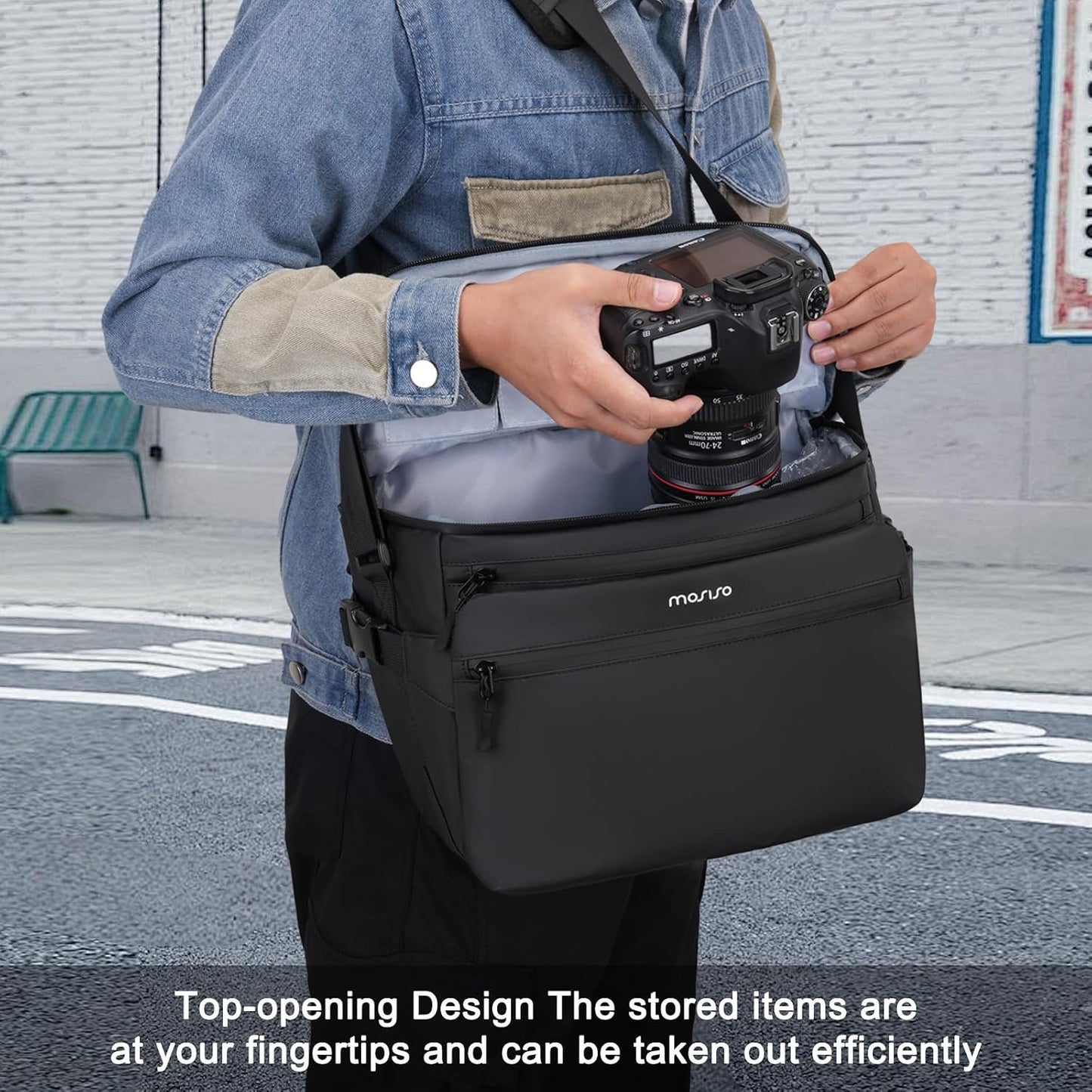 MOSISO Camera Bag, Photography Shoulder Messenger Bag for DSLR/SLR/Mirrorless Cameras, Waterproof Crossbody Camera Case