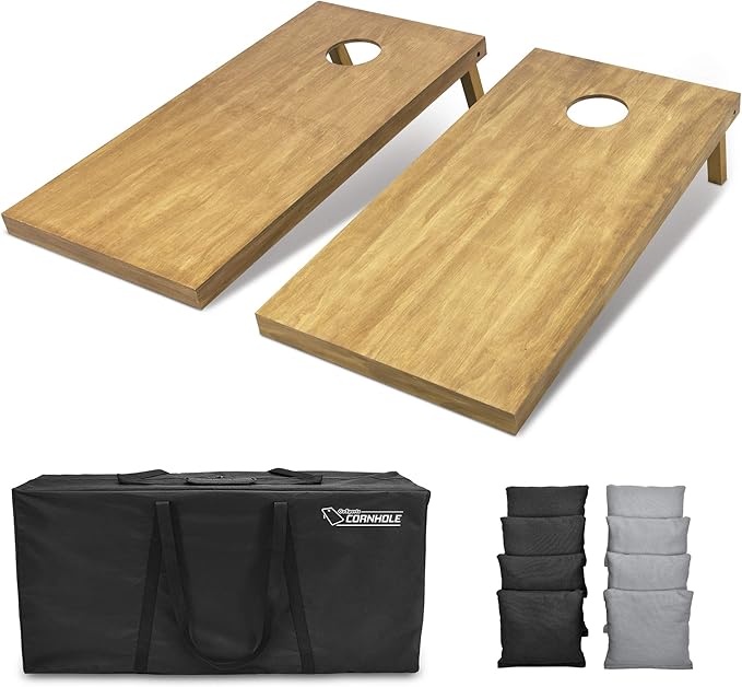 GoSports 4 ft x 2 ft Regulation Size Wooden Cornhole Boards Set - Includes Carrying Case - Full Regulation Size Bean Bag Toss Boards