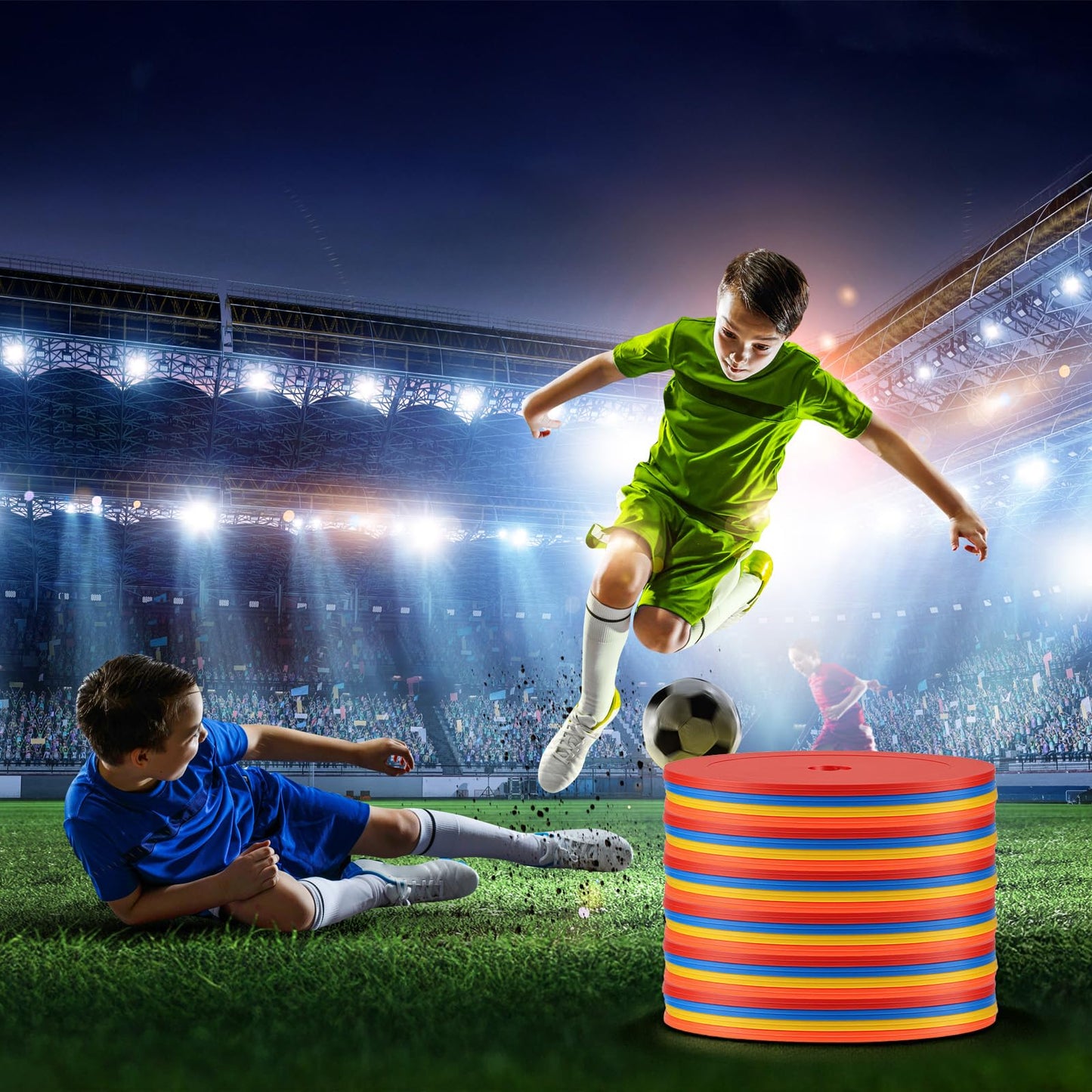 Caeuiciw 24 Packs 6 Inch Flat Cones, Spot Markers, Soccer Cones, Field Court Markers, Flat Discs, Soccer Training Equipment, Agility Practice, Football