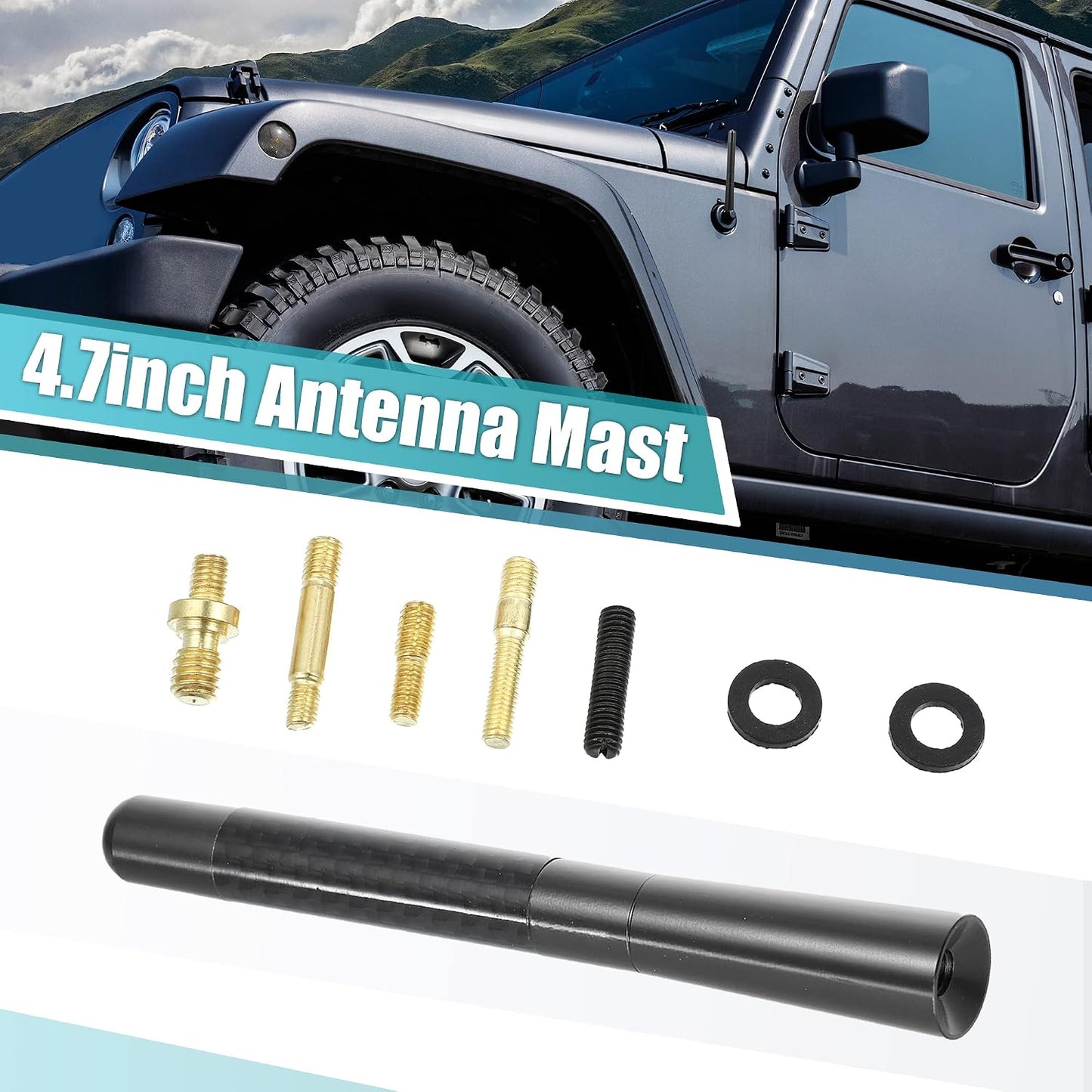 X AUTOHAUX 1 Set 12cm 4.7 Inch Universal Car AM FM Radio Signal Antenna Mast for for Jeep for Dodge for Ram for Ford