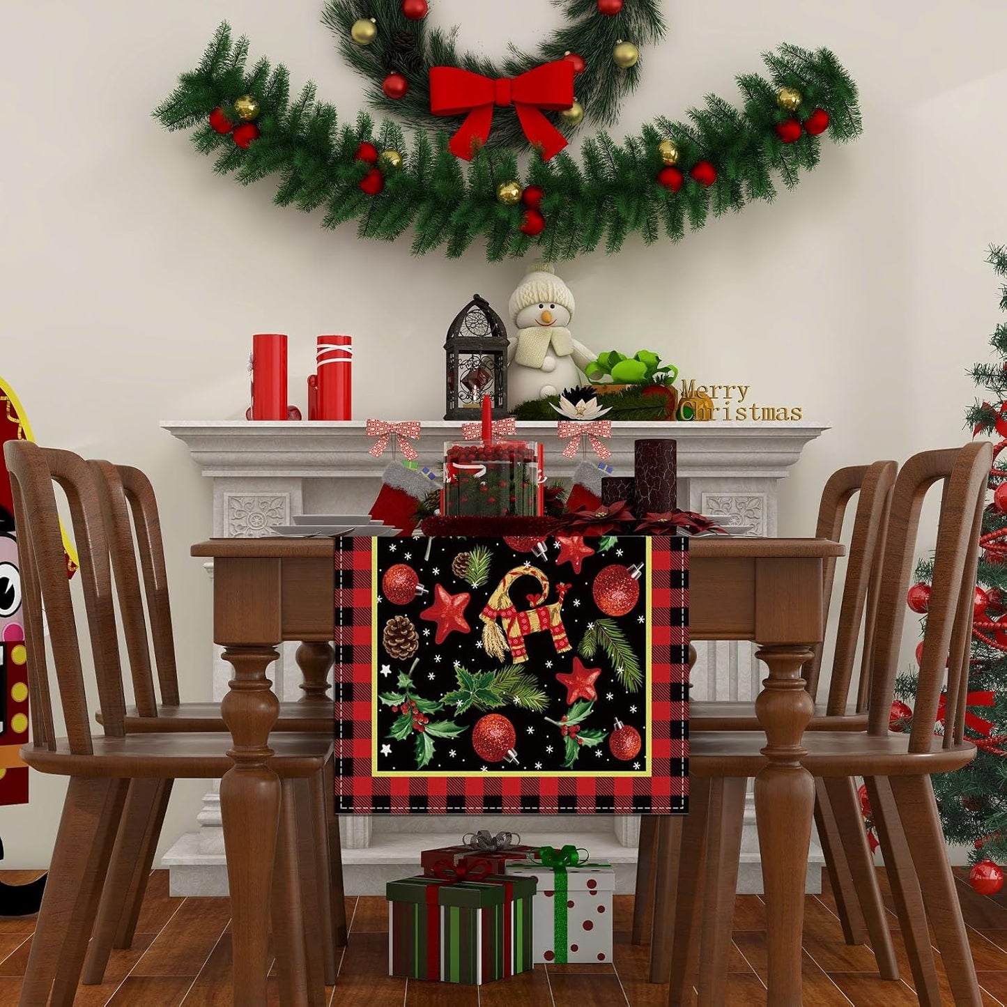 Yule Table Runner by Scandinavian Designs - Festive Pagan Christmas Decor | 13x72'' Mistletoe Design
