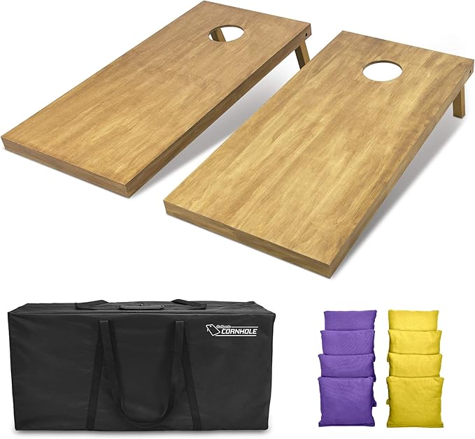 GoSports 4 ft x 2 ft Regulation Size Wooden Cornhole Boards Set - Includes Carrying Case - Full Regulation Size Bean Bag Toss Boards