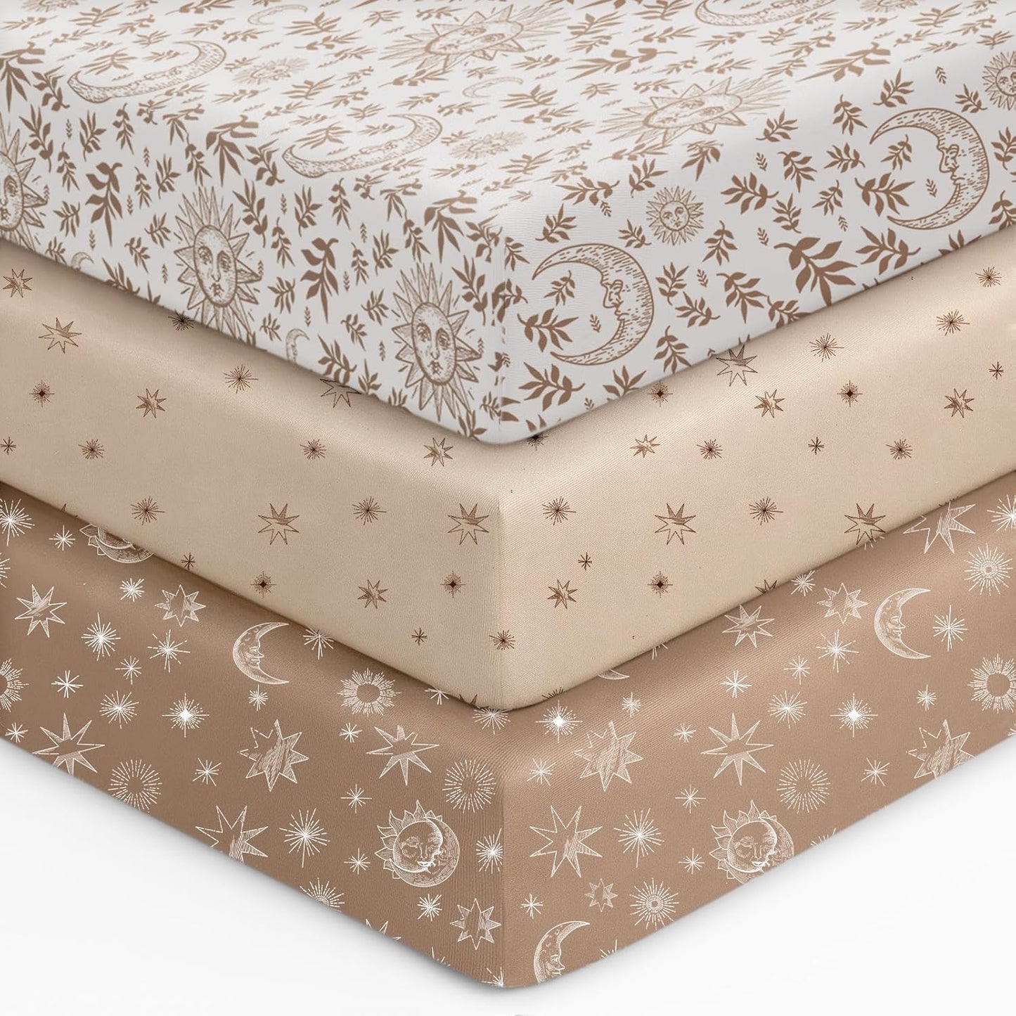 Unnivoll Baby Crib Sheets - Soft Microfiber Fitted Sheets for Standard Crib | 3-Pack, Neutral Colors