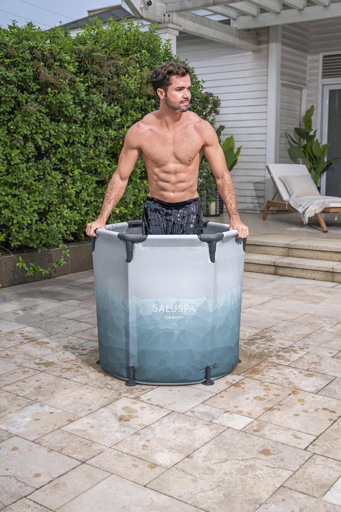Bestway SaluSpa Glacial Dip Cold Plunge Recovery Ice Bath Pod 1-Person (35.5" x 31.5") | Round Cold Plunge Tub