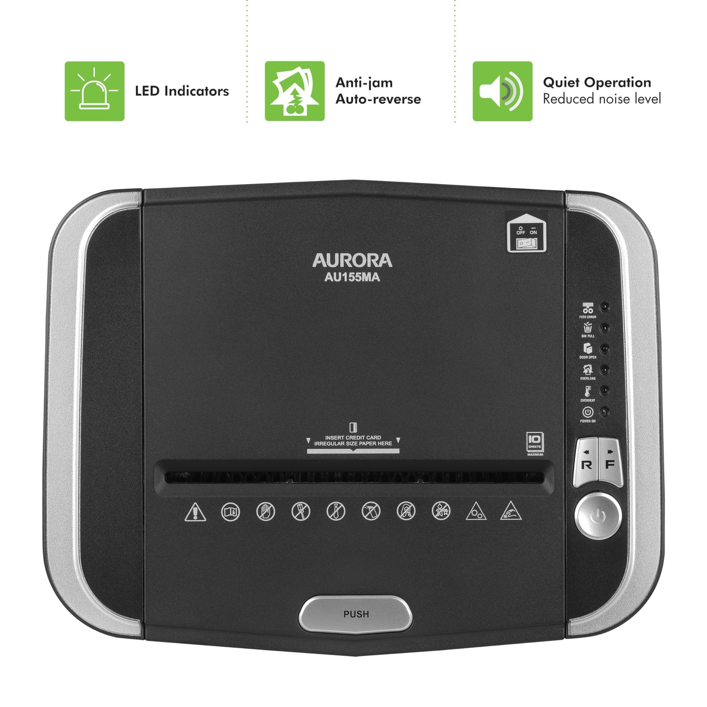 Aurora Professional Grade 150-Sheet Auto Feed Micro-Cut Paper and Credit Card Shredder/60 Minutes Continuous Run Time