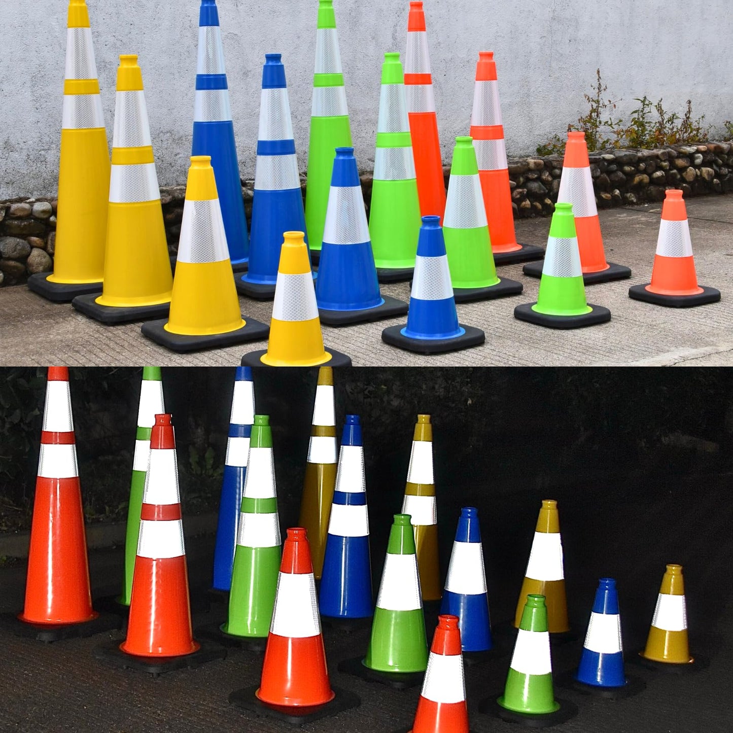 OranclUS 8 Pack 12 Inch Blue Safety Cones Durable with Black Base, Driveway Markers, Skating Practice, Pet Agility Training, Parking Lot Use (8, Blue, 12 Inch)