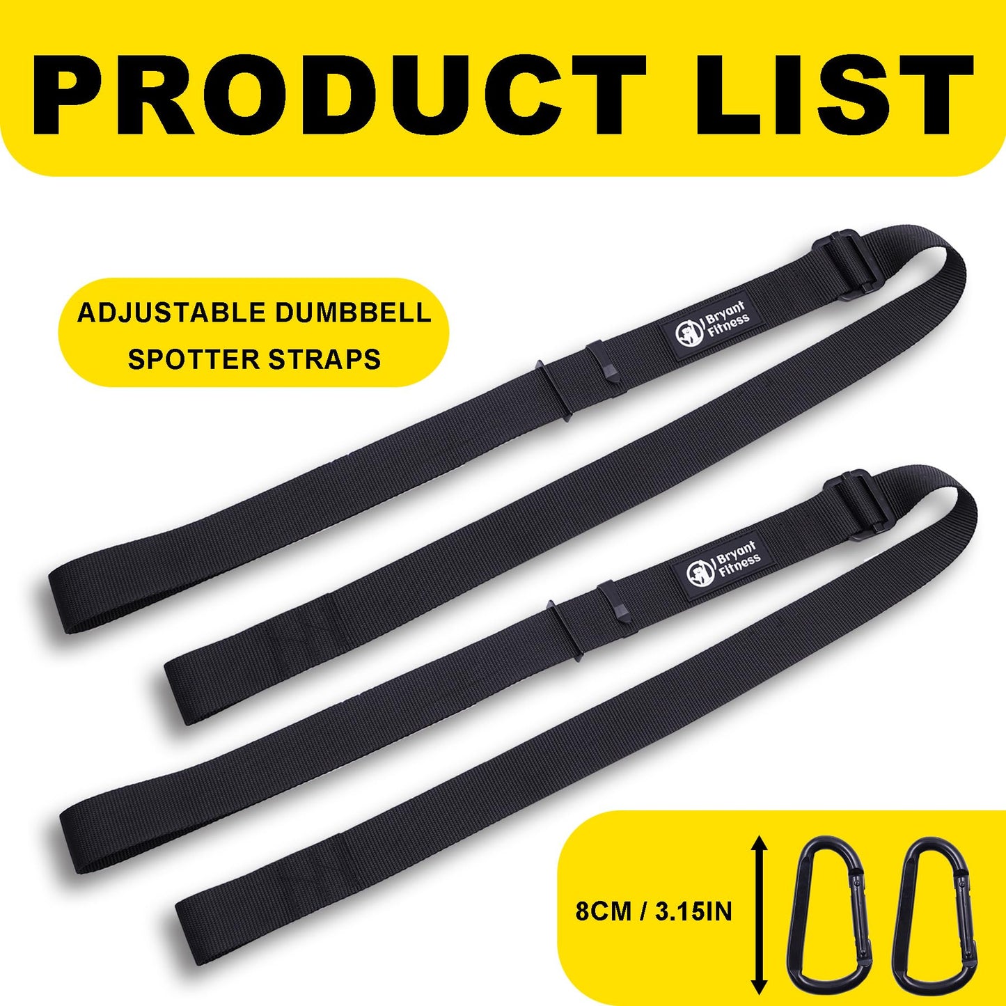 Dumbbell Spotter Straps with Safety Locking Buckle, Adjustable Height Hanging Straps for Chest Bench Press, Heavy Duty Barbell Rack Attachment for Home Gym Solo Training, Prevents Accidental Drops