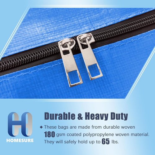 HOMESURE 12 Pack Large Moving Bags - Heavy Duty, Water-Resistant Storage Totes | Space-Saving Design (Sky Blue)