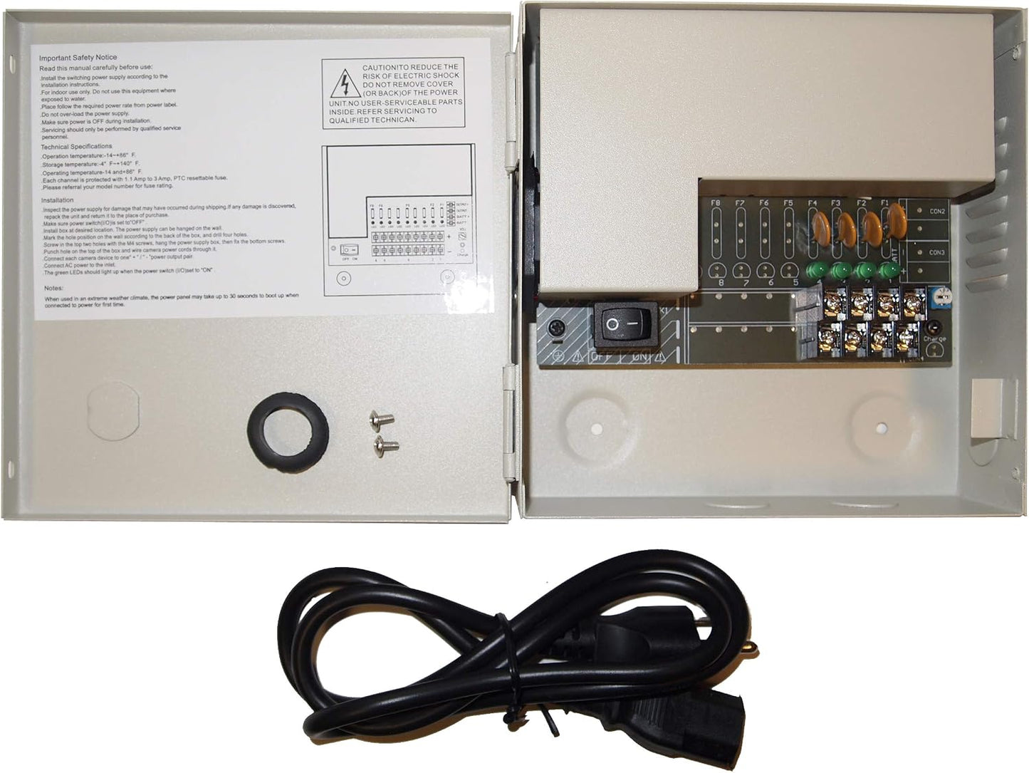(PB04-03P) 4 3 EVERTECH Channel Ampere PTC Fuse CCTV DVR Security Camera Metal Power Supply Box