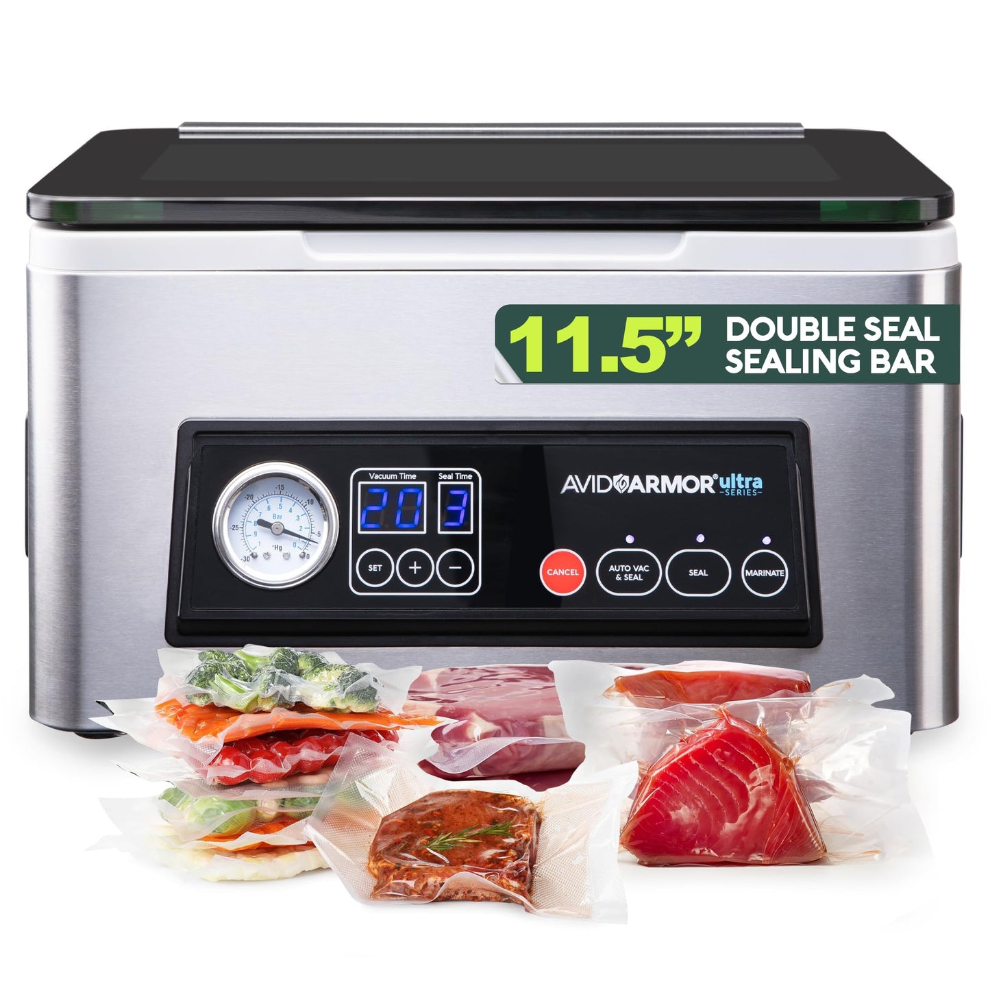 Avid Armor Chamber Vacuum Sealer Machine USV20 Ultra Series for Wet Foods, Meat Vacuum Packing Machine, Compact with 11.5-Inch Vaccum Sealer Bar