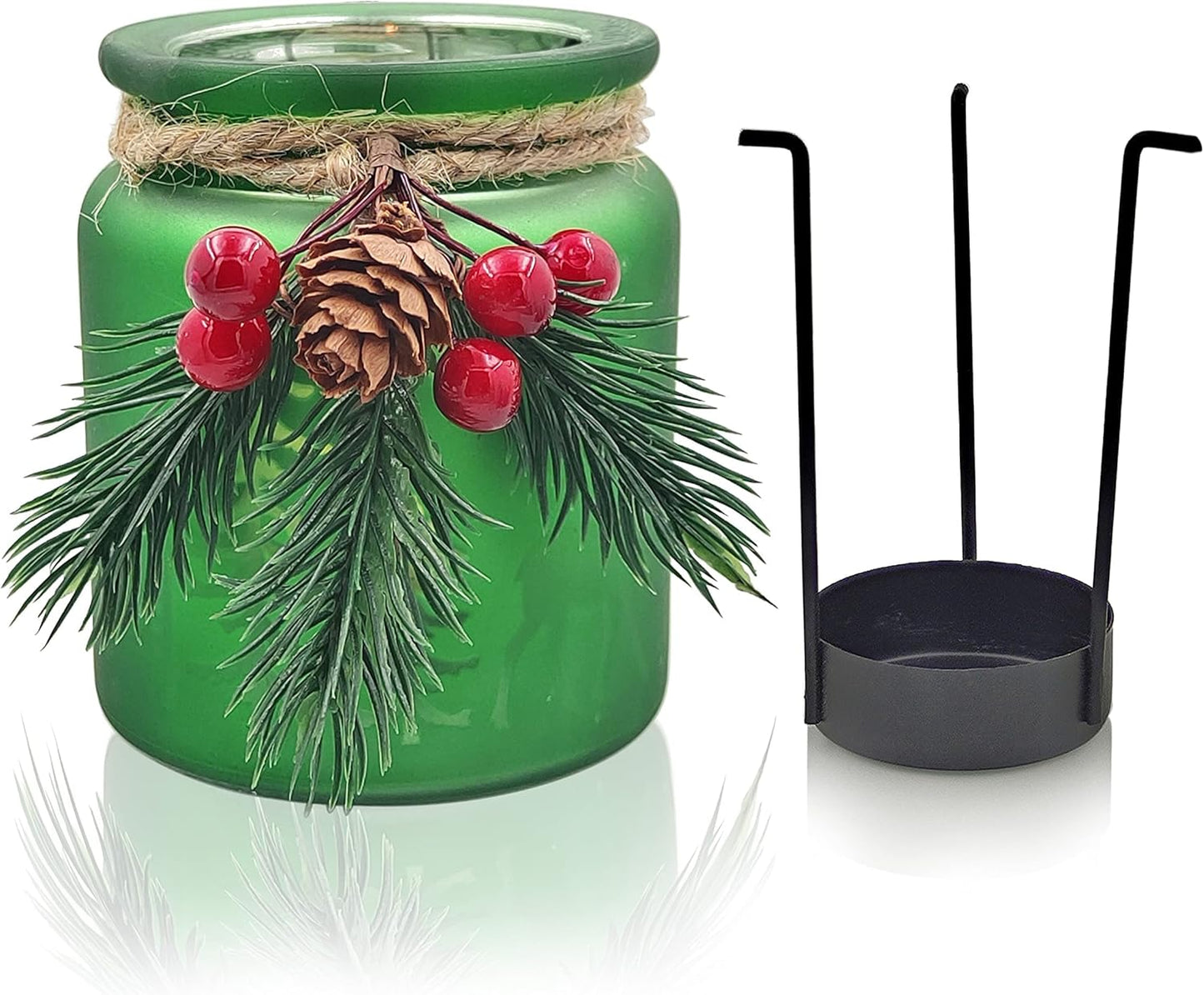 SHMILMH Christmas Candle Holders - Set of 6 Glass Tealight Votive Holders for Festive Table Centerpieces | Red & Green