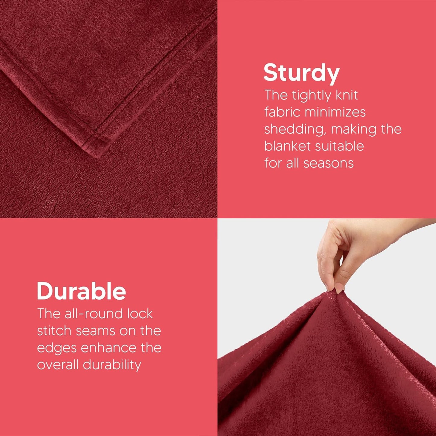 Utopia Bedding Fleece Blanket - Luxury Burgundy Queen Size Microfiber | Soft & Anti-Static (90x90 Inch)