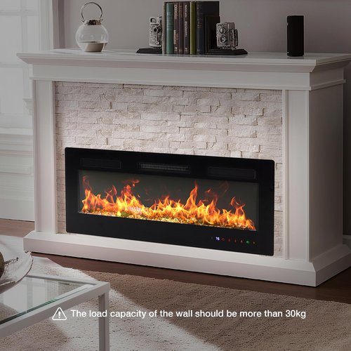 DUMOS 42" Freestanding Electric Fireplace, 1500W/750W Wall Mounted or Recessed Insert Fireplaces Heater with Remote Control,13 Adjustable Flame Color, 12H Timer, Touch Screen, Inky