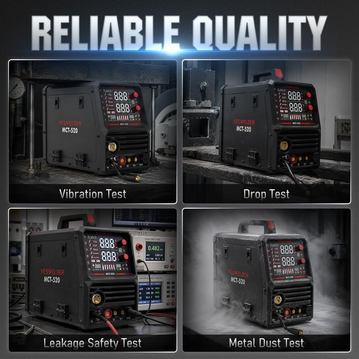 YESWELDER 6-In-1 Multifunctional Welders Combo&Plasma Cutter, MIG/Flux Core MIG/CUT/TIG/Stick/Spool Gun Compatible, 200A MIG/TIG/Stick & 50A CUT, 110V/220V MCT-520