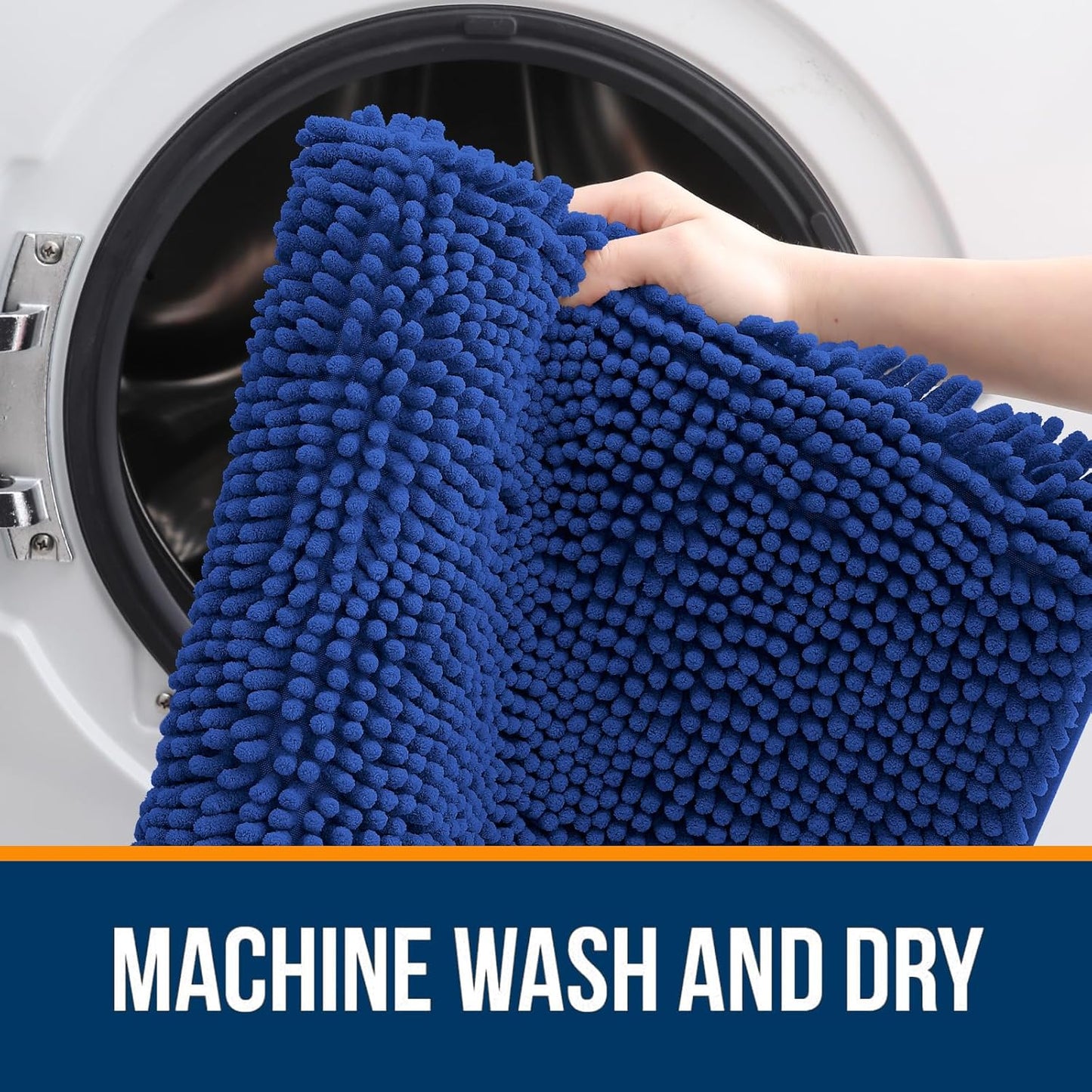 OLANLY Large Bathroom Rugs - Extra Soft Chenille Bath Mats | Quick-Dry, Machine Washable, 47x32, Royal Blue