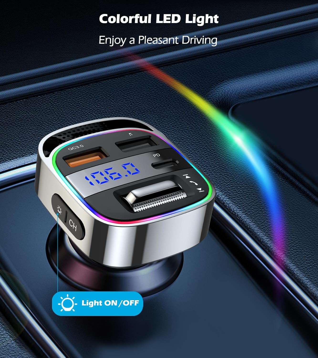 LIHAN 5.4 54W Bluetooth Car Adapter for Older Cars, PD Fast Charging FM Transmitter, Handsfree Call, Crystal Clear GPS