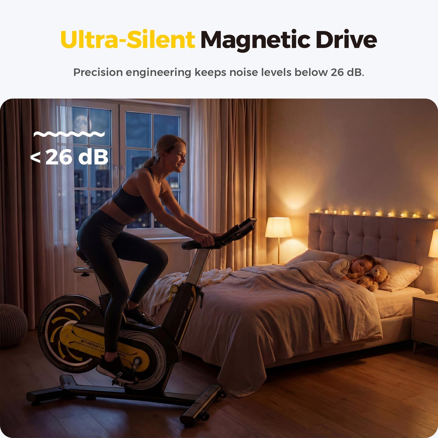 ZAZARI Compact Magnetic Exercise Bike, Space-Saving Rear Flywheel Stationary Bike for Home, 7-Level Lever Resistance, 330 lbs Capacity, Whisper Quiet Indoor Cycling Bike, Black