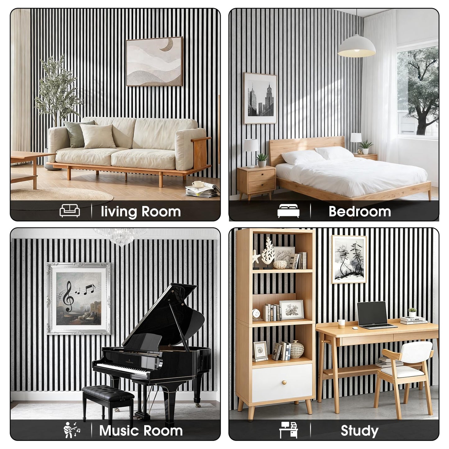 TREKATL AUTO Wood Slat Acoustic Panels, 4 Pack 94.5"x7.9" (21ft²) 3D Wall Panels, Modern Fluted Sound Absorbing Wall Panels for Interior Wall Decor,Office,Home,Theater,Studio,White Marble