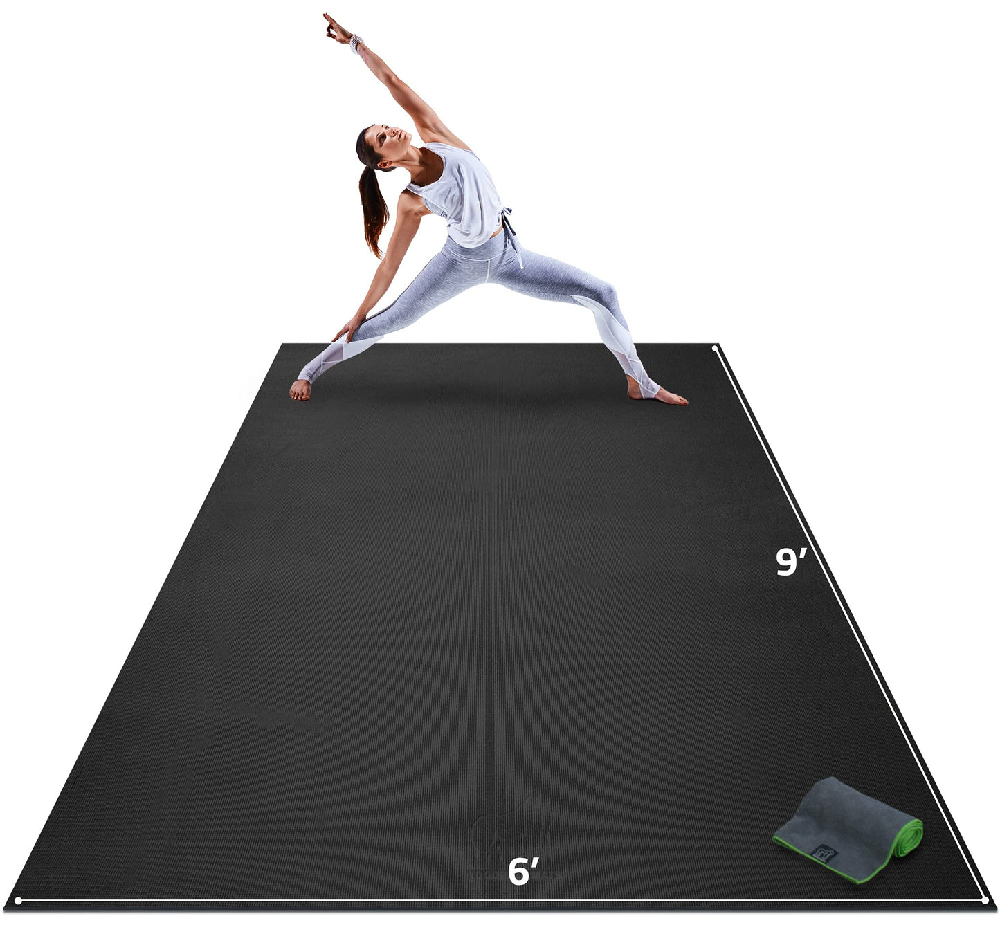 Gorilla Mats Extra Large Yoga Mat – 9' x 6' x 8mm Extra Thick & Wide, Non-Slip Exercise Mat for Home Gym Flooring – Ultra Comfortable Workout Floor Mat for Barefoot Fitness & Stretching