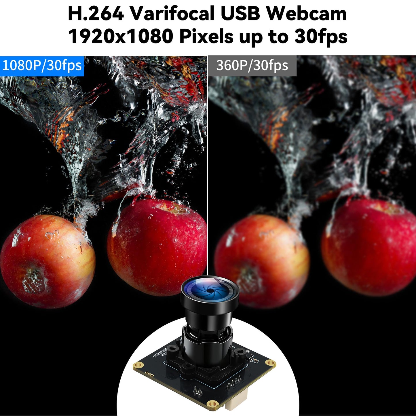IFWATER Starvis USB Camera Module 0.0001Lux Ultra Low Light H.264 HDR 1080P Security Webcam Module with 110° Wide Angle Lens Plug and Play for Linux Windows Raspberry Pi