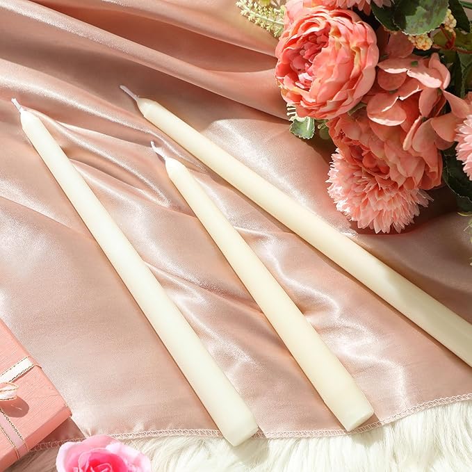 MTLEE Multi Height Beige Taper Candles - Unscented, 8/10/12 Inch, 8 Hour Burn Time, Perfect for Dinner Parties & Home Decoration (36 Pack)