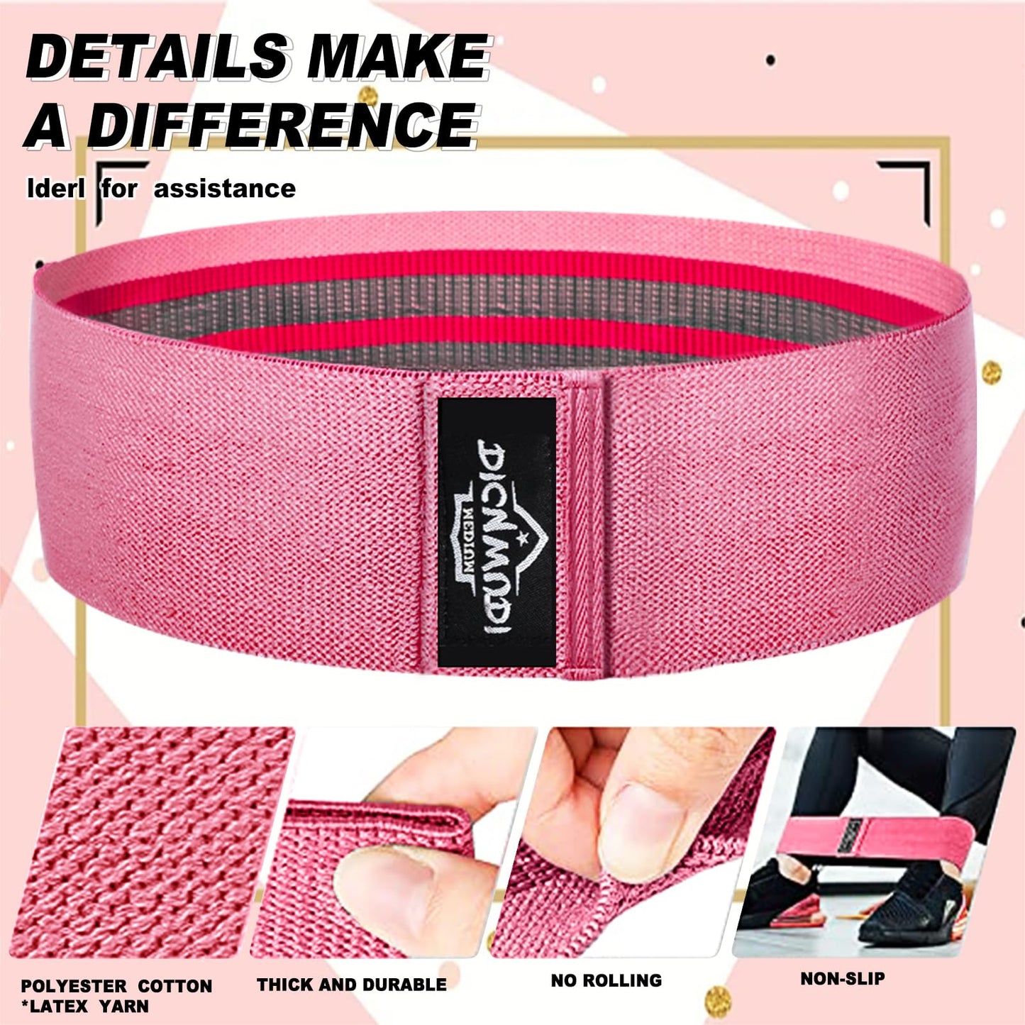DICYWUDI Fabric Resistance Bands for Working Out, 3Pack or 6Pack Non-Slip Exercise Bands for Women and Men, Fabric Booty Bands for Home, Exercise Fitness, Pilates, Stretching