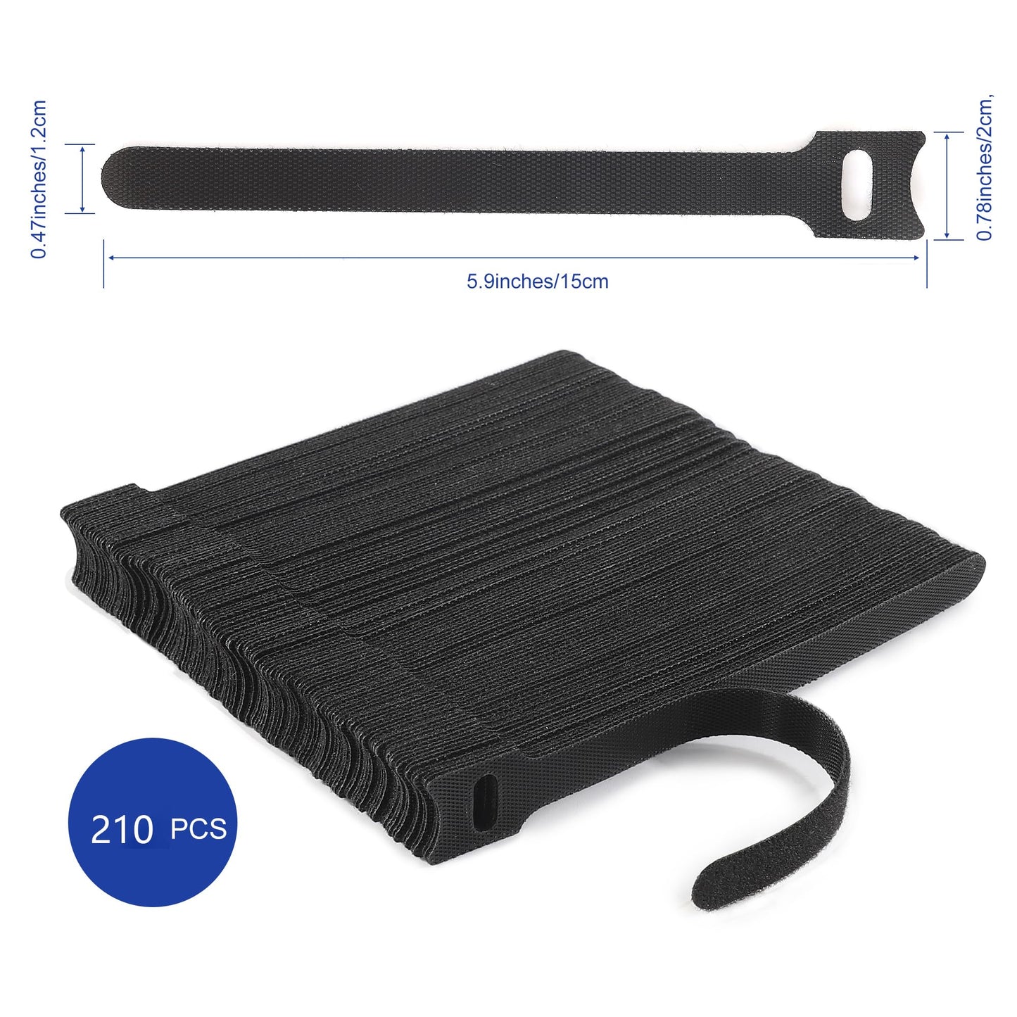 Nettbe Reusable Cable Ties, 210 PCS 6 Inches Adjustable Cord Straps Wire Organizer Cord Wrap and Hook Loop Cable Management