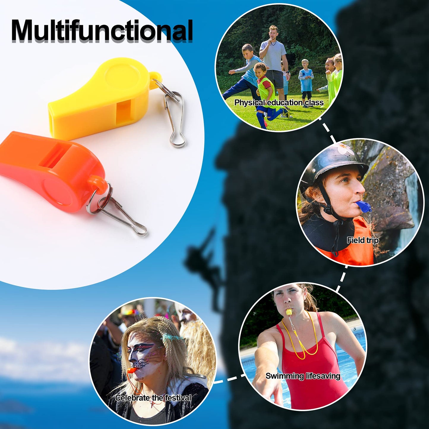 SANNIX 7 Pack Whistles, Coaches Whistles with Lanyard Sports Whistle Loud Crisp Sound Whistles for Referees Training Gyms Emergency