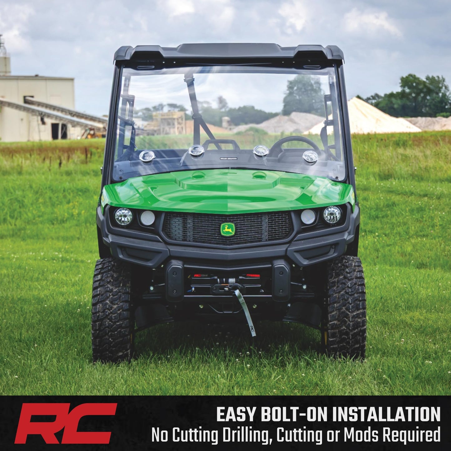 Rough Country 6,500 LB Winch Kit for John Deere Gator XUV 835E - Heavy Duty Mount, Pro Series UTV Winch with 50' Synthetic Rope, Bolt-On Upgrade