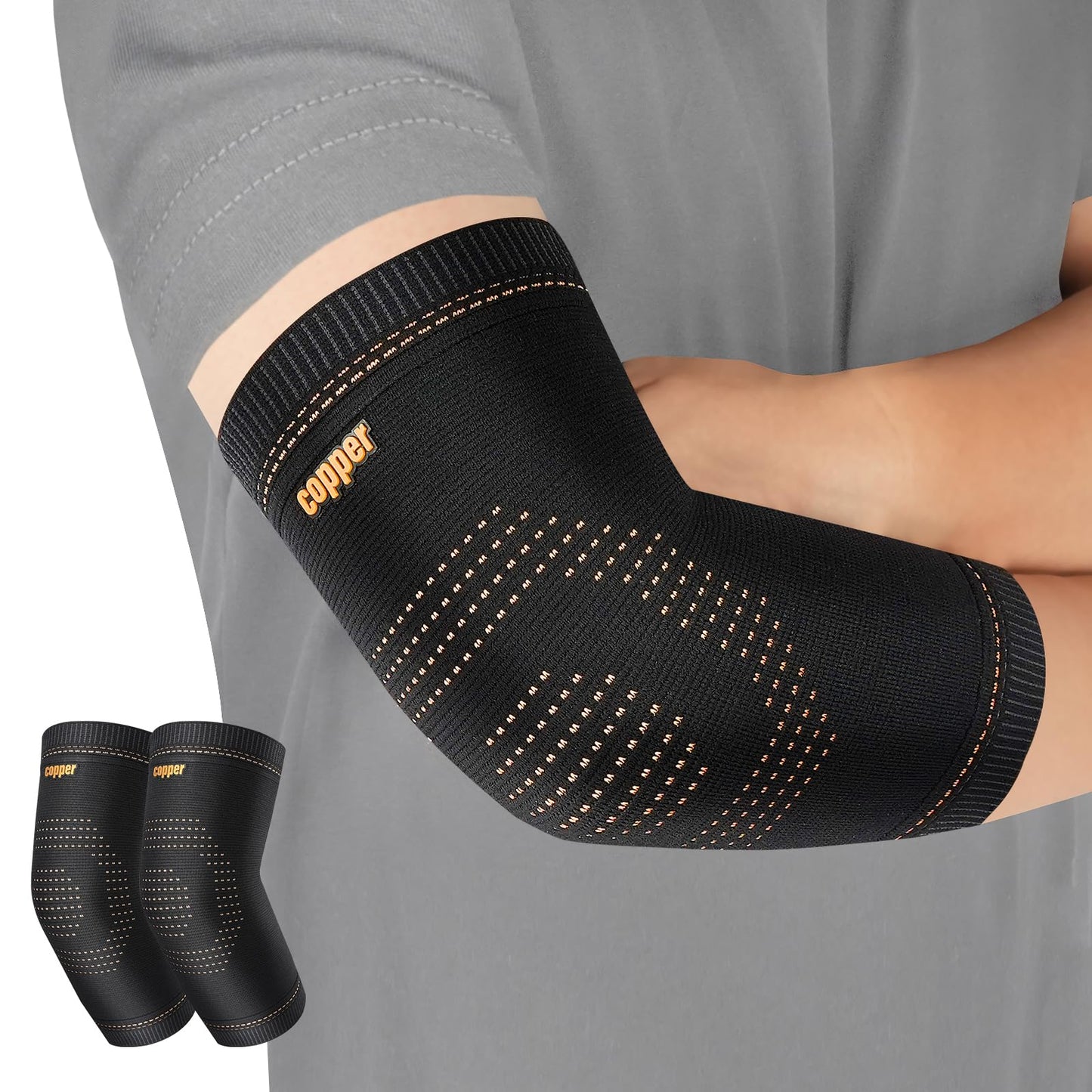 Vlela Copper Elbow Sleeve,Elbow Compression Sleeve, Elbow Brace For Tendonitis and Tennis Elbow,Golfers, Arthritis, Bursitis. Elbow Pain Relief,Weightlifting, Fit for Men & Women