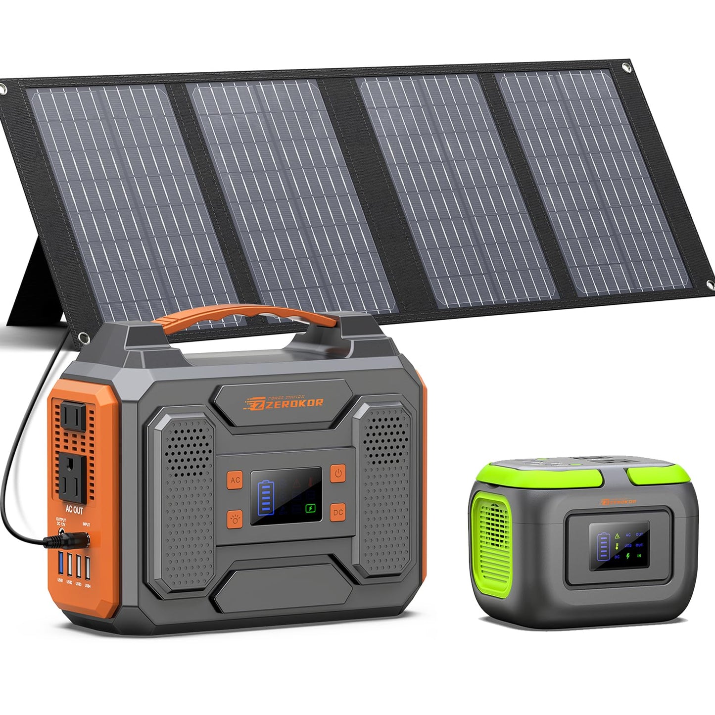 Portable Solar Power Generator with Panels, 300W 110V AC Outlet Power Station with Foldable Solar Panel 40W, 100W USB C Outlet Power Bank Fast Charging for Camping Laptop Smart Device RV Van Outdoor