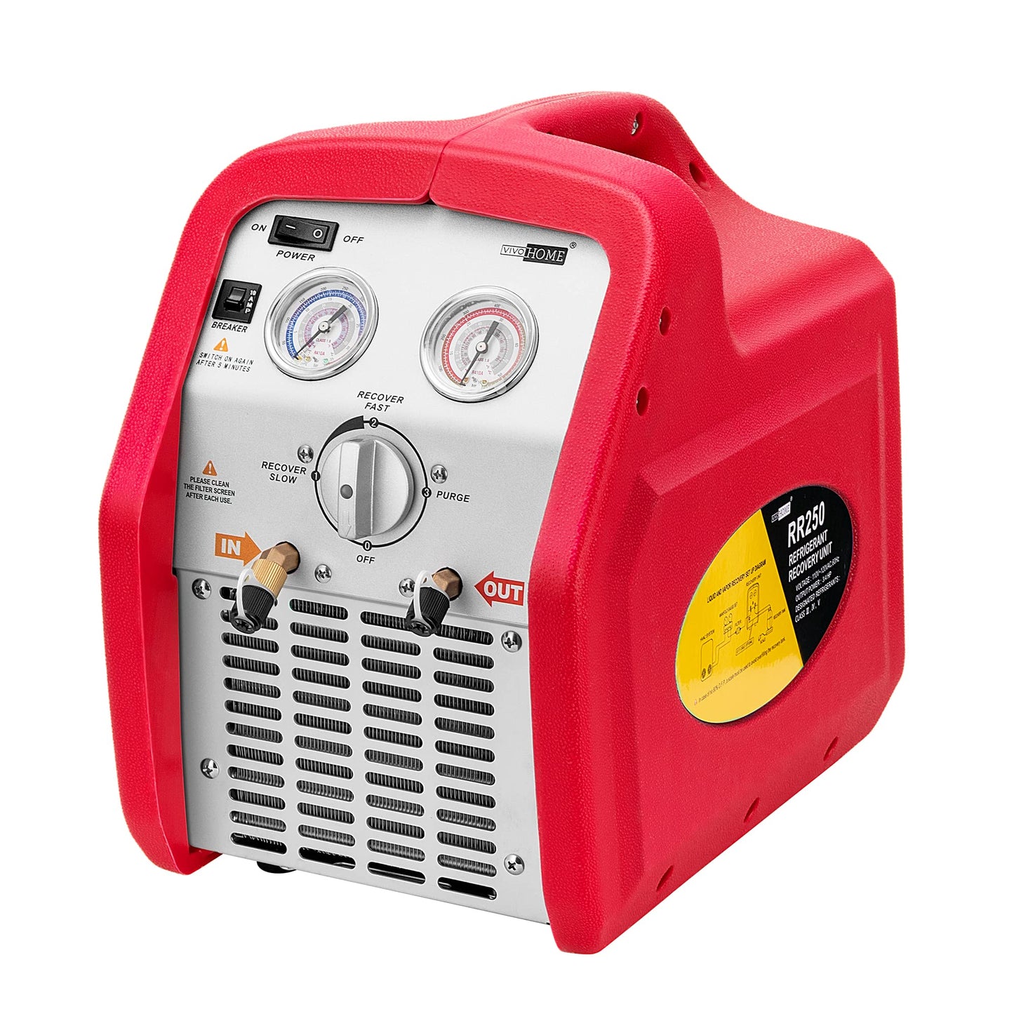 VIVOHOME 110V 1/2 HP 5 CFM Dual Stage Rotary Vane HVAC Air Vacuum Pump with VIVOHOME 110-120V AC 60Hz 3/4HP Single Cylinder Portable Refrigerant Recovery Machine