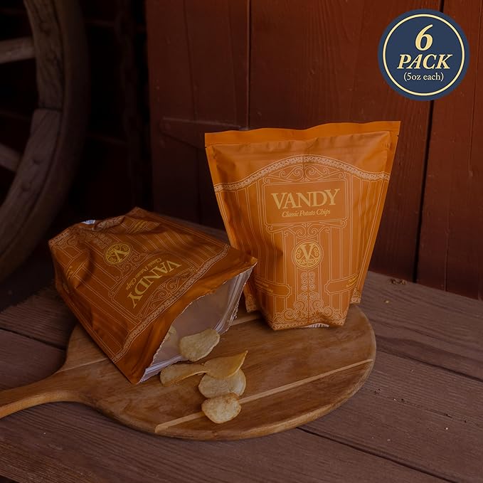 Vandy Crisps Potato Chips - Seed Oil Free Snacks - Gluten Free Potato Chip - Made with Potatoes, Grass-Fed Beef Tallow, Sea Salt, & French Onion Blend - 6 Pack, 5 Ounce Each (French Onion)