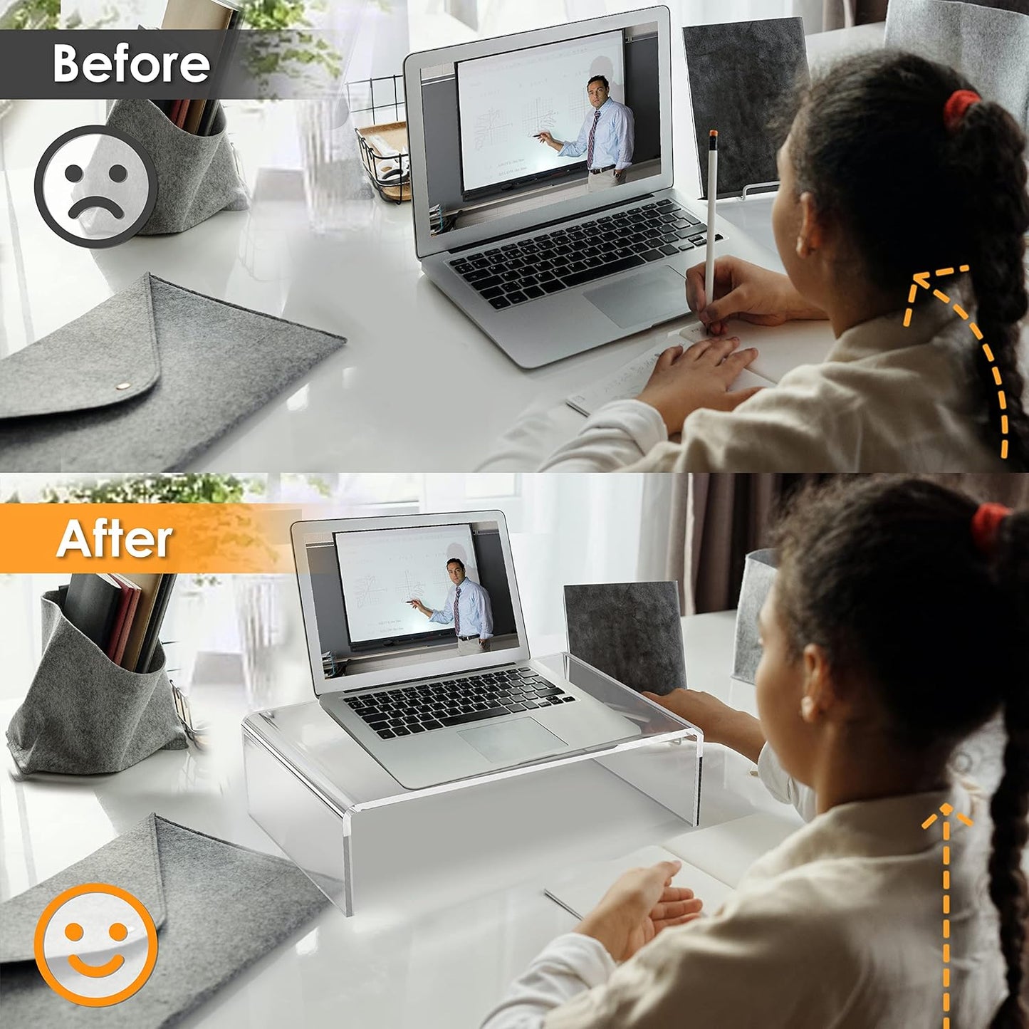 2 Pack Acrylic Monitor Stand Riser Clear Computer Monitor Stand for Laptop PC Printer Computer Riser Acrylic Tray