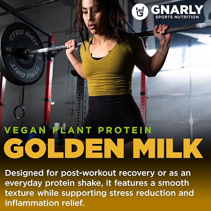Gnarly Nutrition Golden Milk Plant-Based Protein Blend ??Vegan Powder for Smoothies ??Dairy-Free, Non-GMO ??10 Convenient Stick Packs