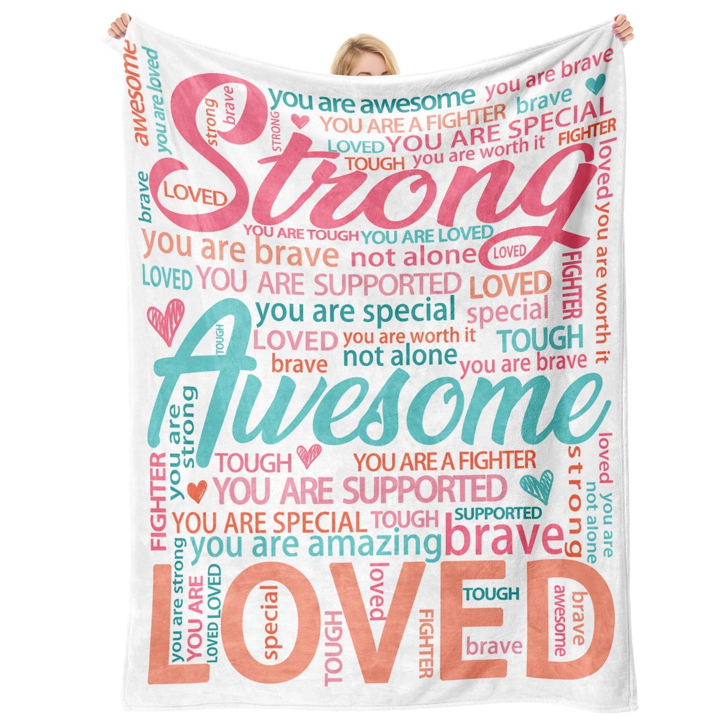 Super Soft Hug Blanket for Women - Inspirational Healing Gift for Cancer Patients, Post Surgery Recovery, Chemo Support, Hospital Stay, Thinking of You Gift for Her, Sister, Friend, 50"x60"