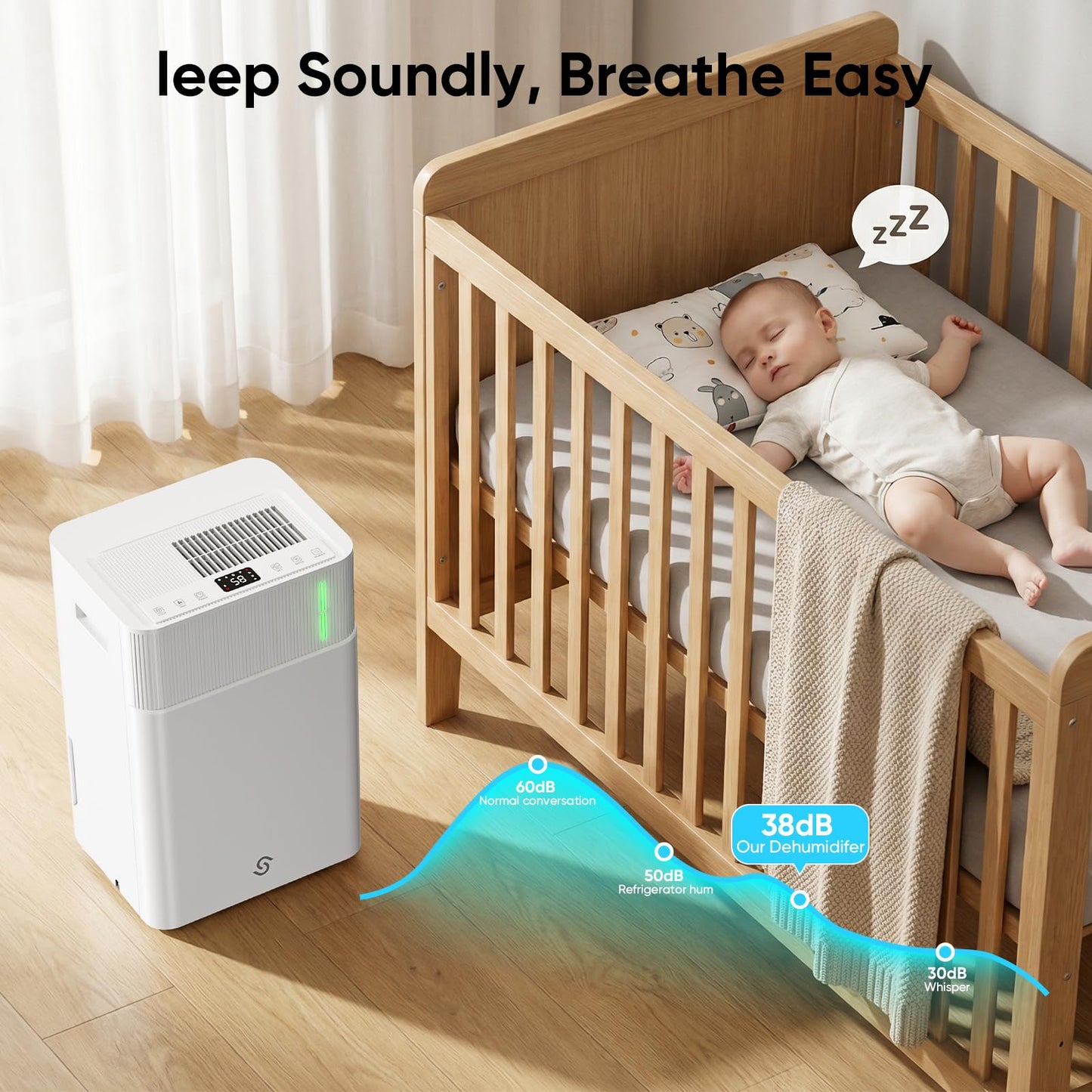 HUMLABS 52 Pints Dehumidifier for Home, 4500 Sq. Ft Dehumidifier for Basement with Drain Hose, 3 Modes, Ultra Quiet, Auto Defrost and 24HR Timer, for Bedroom, Garage, RV and Large Room