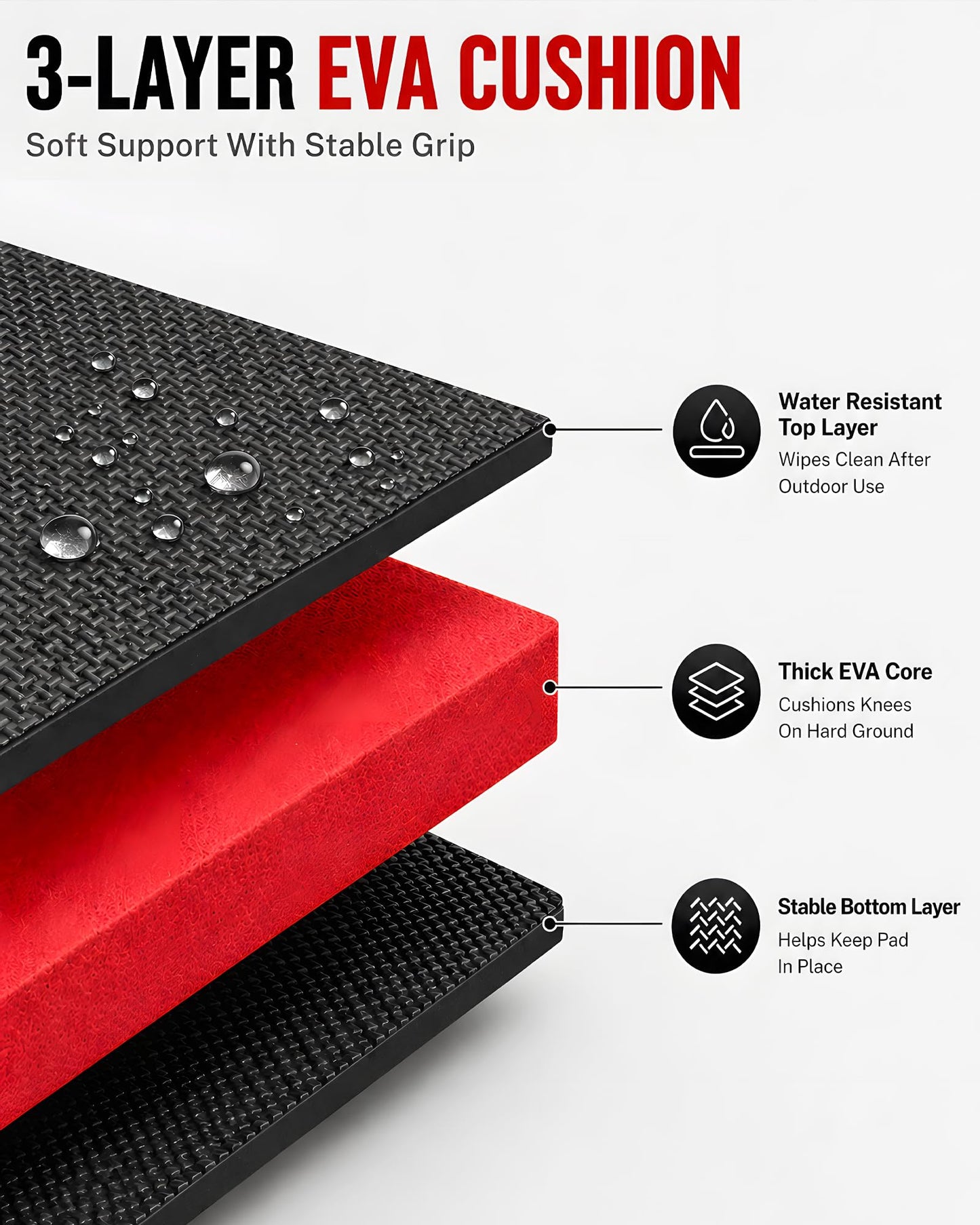 Sevenjungle Foldable EVA Utility Mat with Handle, Heavy Duty Mechanic Mat for Kneeling, Workouts, Garages, Gardening, Camping, Picnics, Outdoor Adventures and Home Gyms, Red