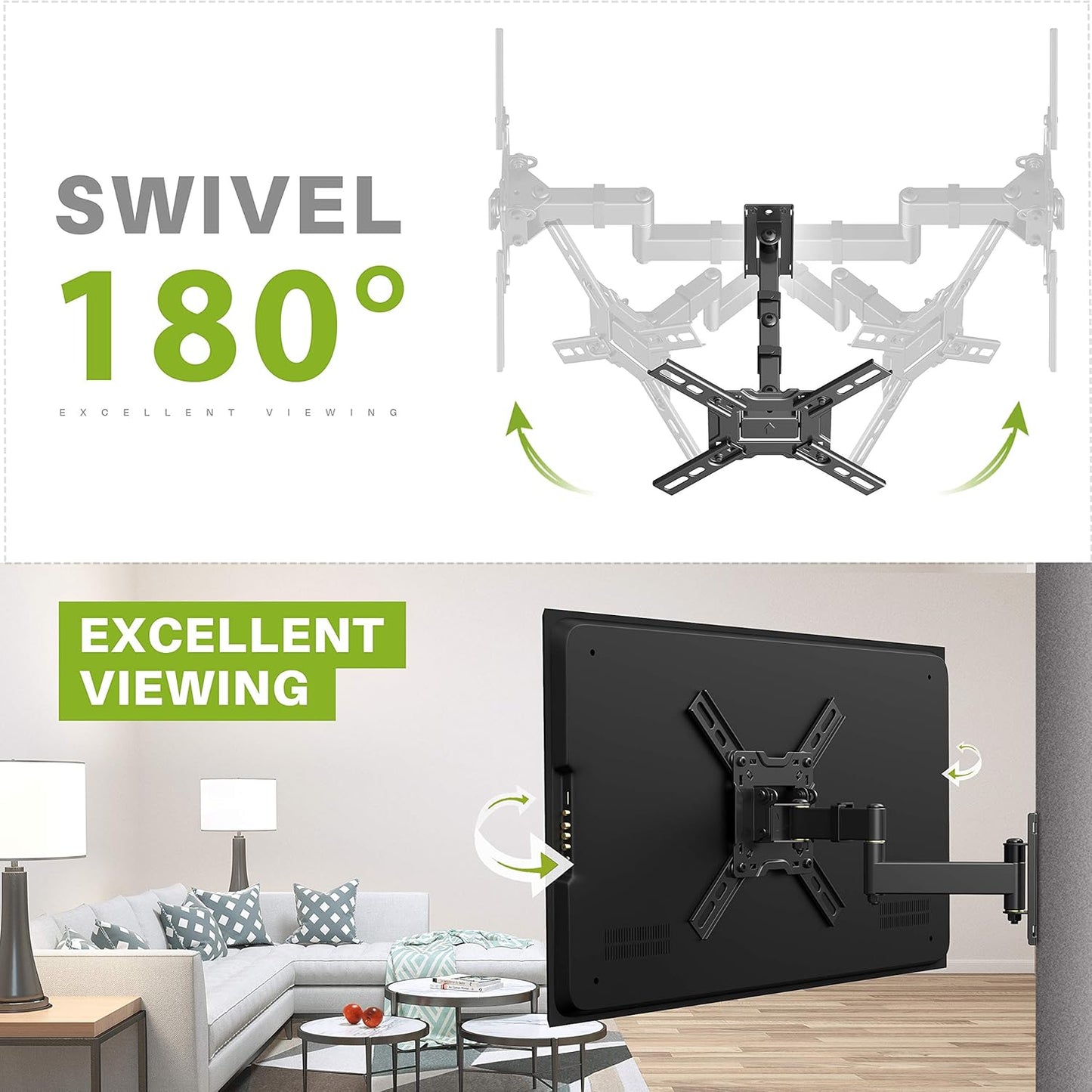 USX MOUNT Full Motion TV Wall Mount - Swivel & Tilt Articulating Arms for 13-32 Inch Screens | VESA 200x200mm, 44 lbs Capacity