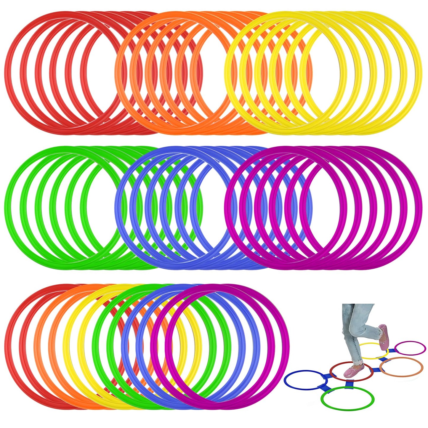 Mototo 48 Pack Agility Rings 15 Inch Speed Training Hopscotch Rings Plastic Circle Jumping Hoops Agility Hurdles for Athlete Exercise Soccer Football Gymnastics Games Practice Footwork Training