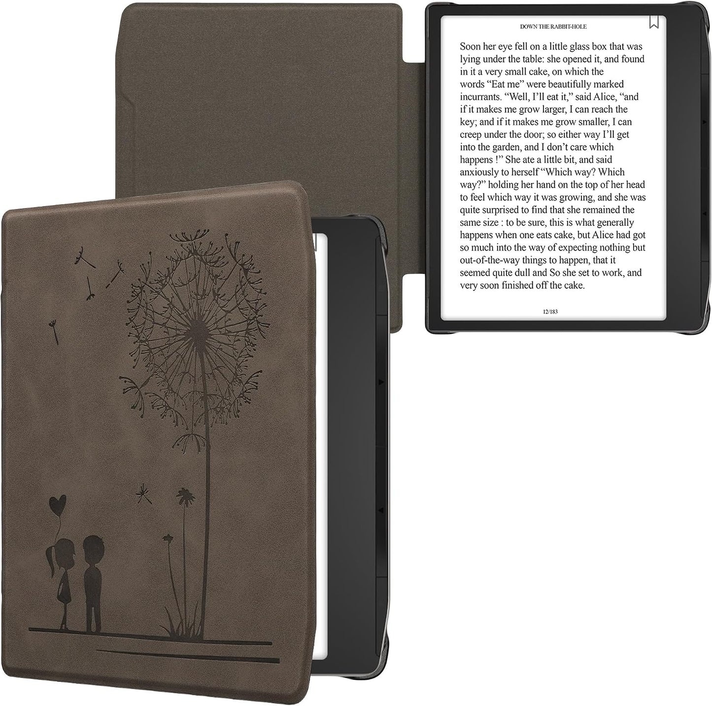 kwmobile Stylish Grey Dandelion eReader Case for Pocketbook Era - Slim & Durable