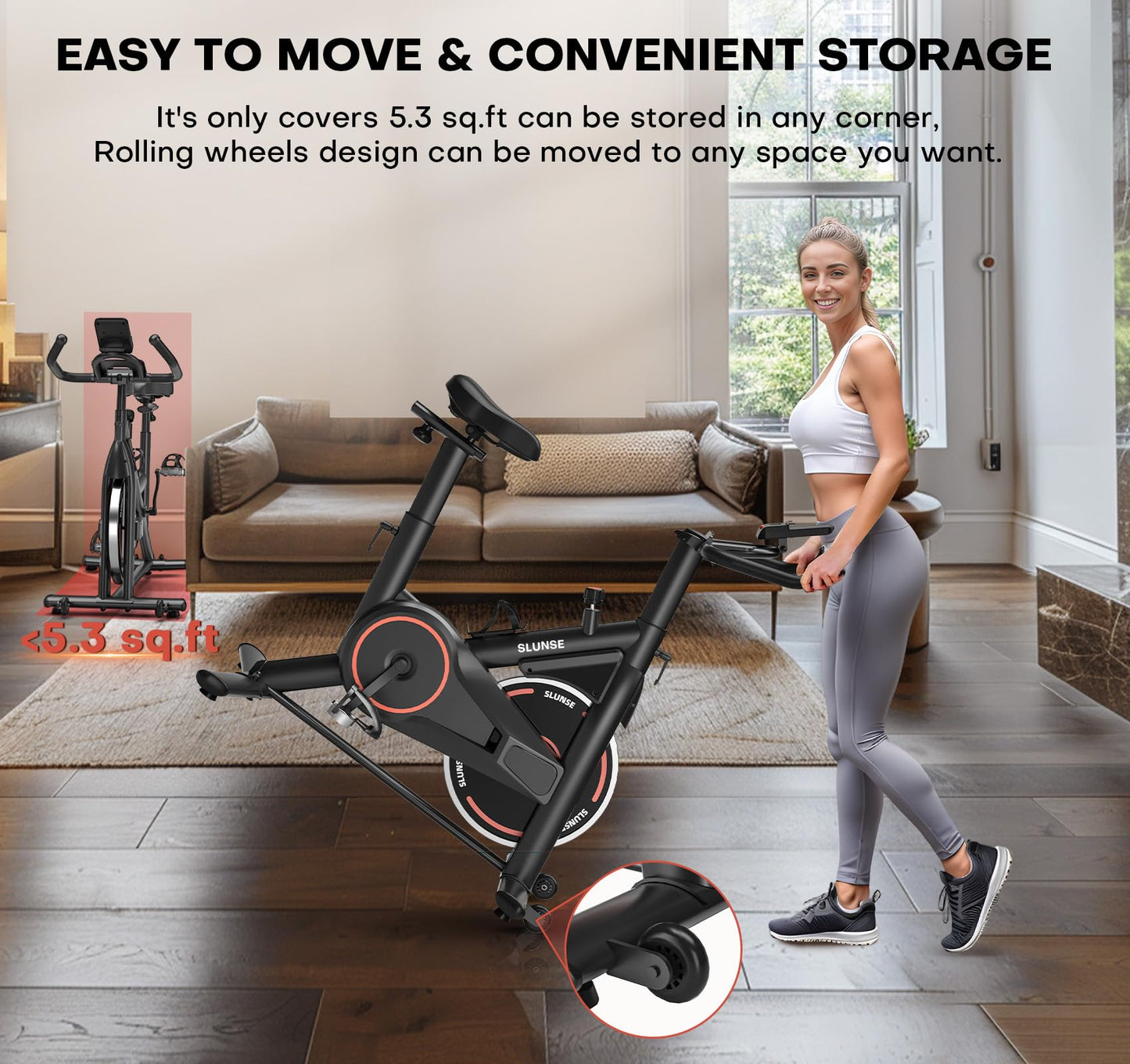 Exercise Bike, Magnetic Resistance Stationary Bikes for Home with App Compatible, Silent Indoor Cycling Bike with 350lbs Weight Capacity Comfortable Seat, Digital Monitor & Phone Mount, Black Red