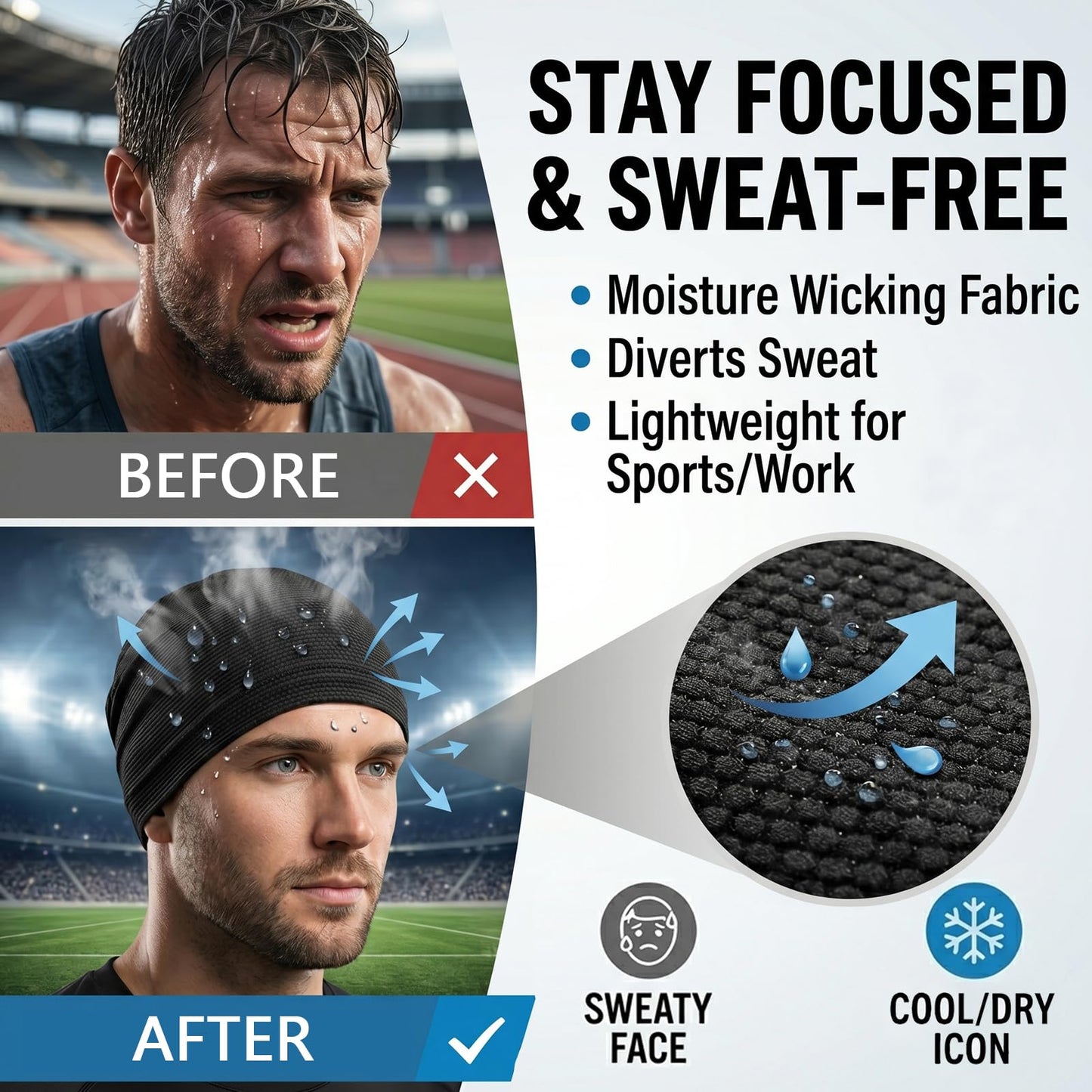 Gainlove 2 Pack Cooling Skull Caps for Men & Women, Breathable 3D Mesh Sweat Wicking Running Hat for Cycling Helmet & Hard Hat Liner