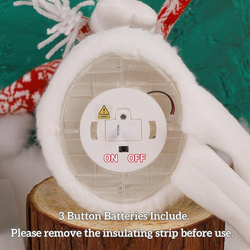 Juegoal Lighted Christmas Santa & Snowman Figurines - 24" Handmade Tabletop Ornaments with Miniature Scenes