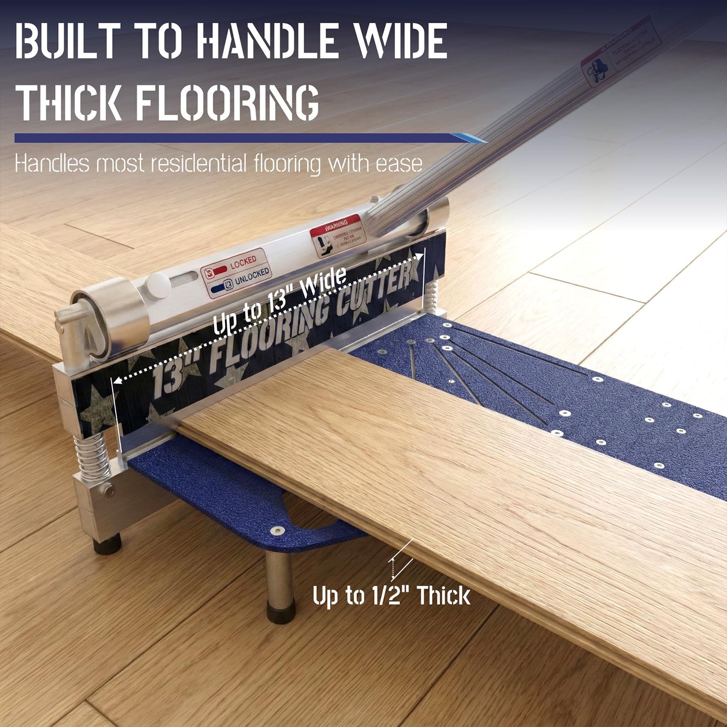 13" Manual Flooring Cutter for Vinyl Plank (LVP/LVT), SPC & Laminate, 0°-45° Angle Cuts, Tungsten Steel Blade, Heavy-Duty Aluminum Frame, Dust-Free Quiet Tool for Installers & Home Renovation