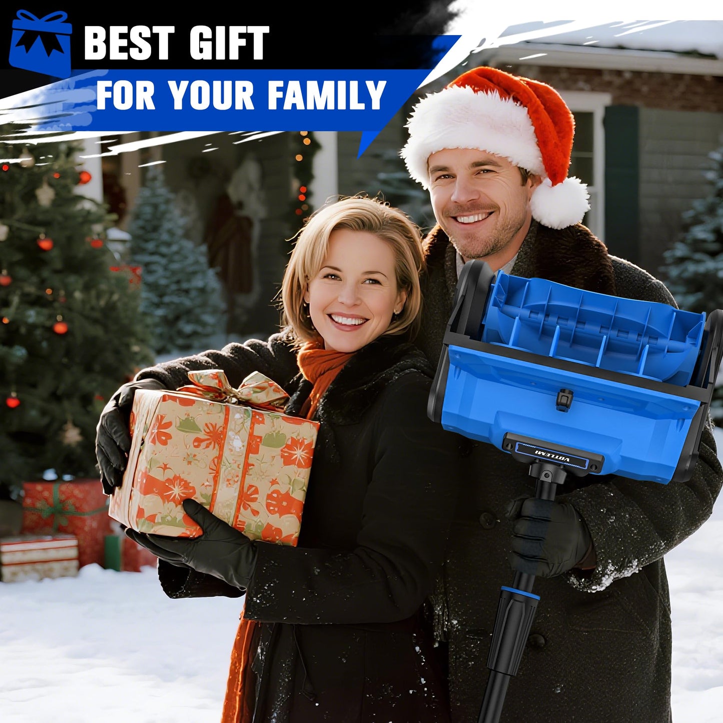 VOTLEMI Cordless Snow Shovel, 13 Inch Electric Snow Shovel with Directional Plate, Brushless Cordless Snow Blower for Pathway, Patio, Deck, Driveway, Blue