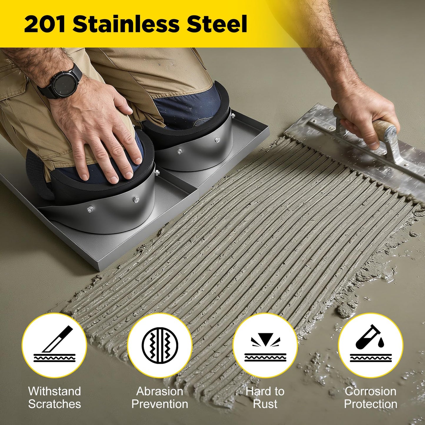 Concrete Knee Boards Slider, 28”x 8”Stainless Steel Concrete Knee Boards Slider Concretings Knees Pads Moving Board Folding Mobile Skateboard for Concreting Finishing Work Moving Sliders (27.17"*8")