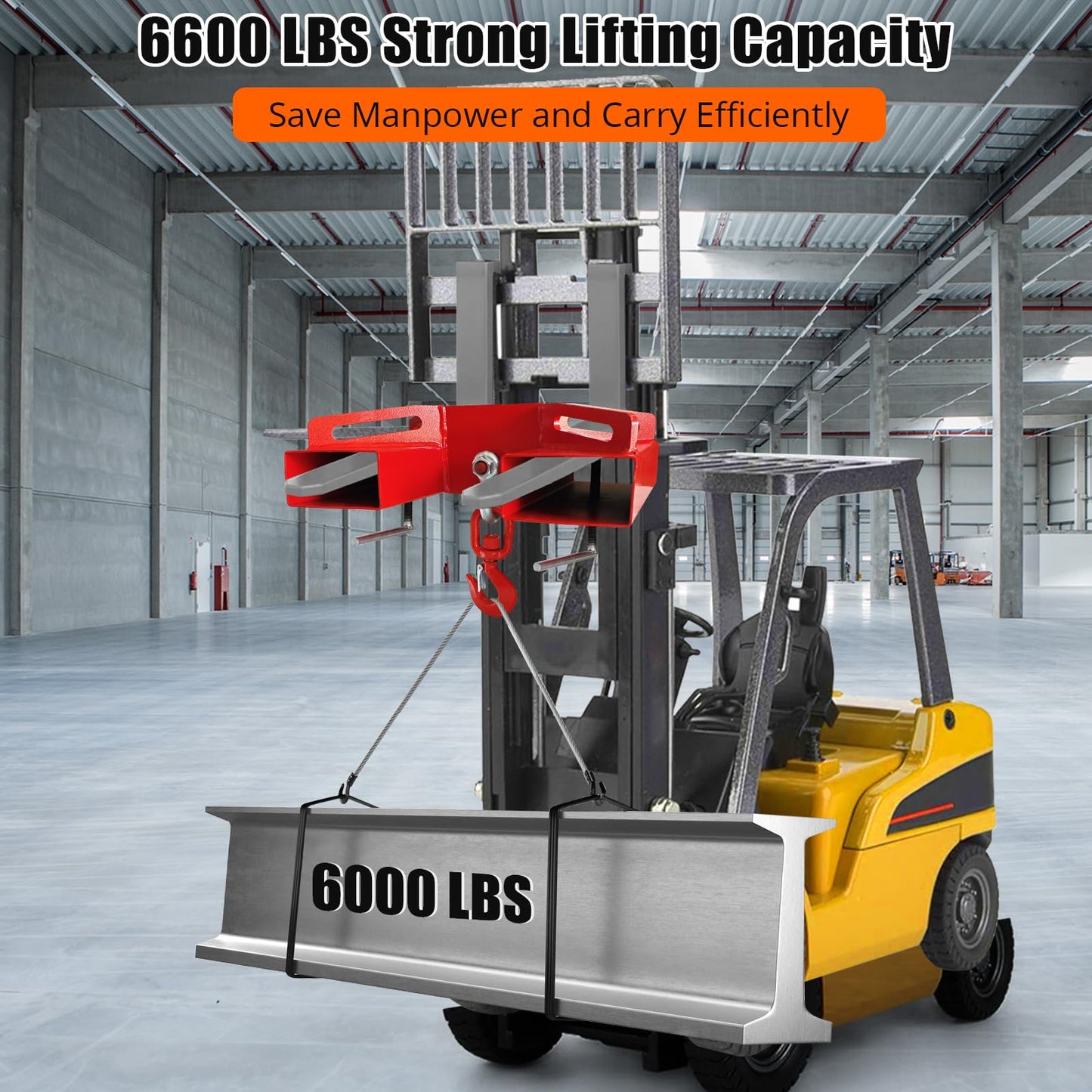 GarveeTech Universal Forklift Lifting Hook 6600 LBS Load Capacity, Forklift Lifting Hoist with Swivel Hook and 2 L-Screws for Fixation